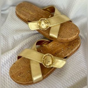 Lilly Pulitzer Bayshore Sandal - Women's Shoes: Gold Metallic Size 8 Like New